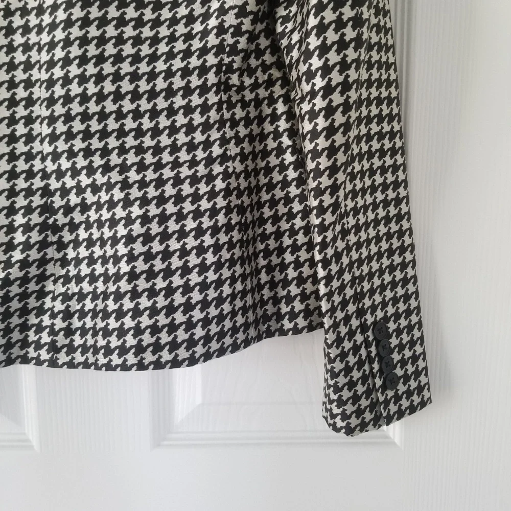 Ralph Lauren Silk Black & White Houndstooth Jacket - Picture 8 of 9